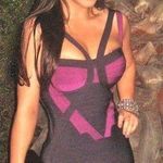 Herve Leger navy and purple double strap bandage dress size XS extra small Photo 11