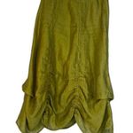 ML & Company Green Chartreuse Crinkle Gathered Midi Skirt Size Small Photo 0
