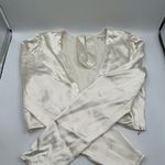 Reformation 100% Silk Long Sleeve Crop Photo 2