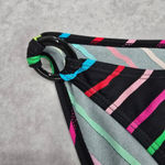 Malibu Dream Girl  Black Red Pink Stripe Cheeky Bikini Bottom Swimwear Medium Photo 2