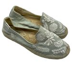 Soludos  Mint Green White Embroidery Slip On Espadrille Flats Womens 6 Boho Photo 0