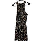 Mittoshop Mini Dress Womens M Brown Leopard Print Sleeveless Halter Mob Wife Photo 2