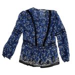Veronica Beard Cabo Boho Paisley Printed Silk Blouse Sz 2 Back Zip Long Sleeve Photo 0