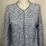 Escada Harbor Blue Tweed Fringe Knit Sweater Blazer Jacket Size US Small Photo 1
