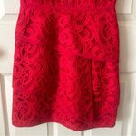 BCBGMAXAZRIA Hanah Red Dress Semi Sheer Sleeveless Lace Overlay Scallop Size 2 Photo 6