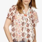 Lucky Brand  floral flowy short sleeve blouse size small Photo 0