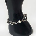 MICHAEL DAWKINS Sterling Silver Caviar Pearl Starry Night Link Toggle Bracelet Photo 0