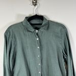 CUT LOOSE Women's GreenLinen Tunic Length Button Down Shirt Size‎ S Boho Flowy Green Photo 1
