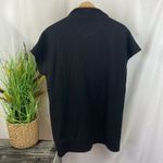 DKNY  Black Logo Print Short Sleeve Zip Neck Sweatshirt Top M Photo 1