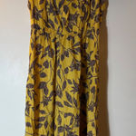 Eloquii Yellow Leaf Print Smocked Square Neck Midi Dress Size 16 Photo 0