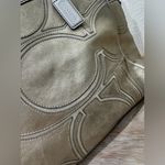 Coach Vintage Metallic Gold & White Goat Suede And Leather Tote Bag Purse #9371 Photo 8