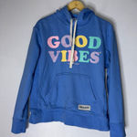 Life is Good Life Is‎ Good Good Vibes Blue Hooded Pull Over Sweatshirt Medium Photo 0