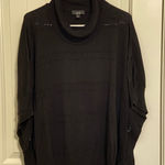 EUC AGB women’s black cowl neck button knit pattern poncho sweater loose large‎ Photo 0