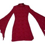 Lulus Lulu’s Wine Red Crochet Lace Bewitching Babe Bell Sleeve Dress Photo 7