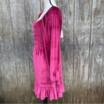 LC Lauren Conrad  Red Velvet Long Sleeve Smocked Mini Dress Size Medium Photo 4