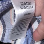 Artisan NY  linen‎ dress Blue White Stripe V Neck Sleeveless Medium Photo 4