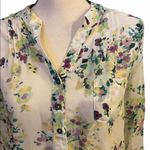 Sweet Rain  M cream floral print sheer blouse. Photo 1