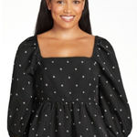 Free Assembly Womens Square Neck Washed Black Peplum Top, Size S 4 Photo 0