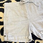 Per Se Linen Shorts  Blue White Striped Elastic Drawstring Waist Photo 1