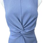 Club Monaco Blue Ribbed Knit Twist Front Stretch Sleeveless Tank Top Size S Photo 2
