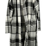 Gray Black White Checked Pattern Duster Coat Cardigan Size 0XL Photo 0