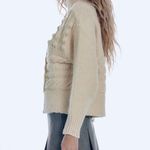 ZARA  Women’s Cable Knit Pompom Sweater Size M Photo 3
