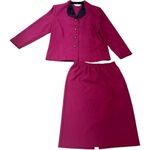 Elizabeth Williams Vintage Pink Velvet Collar Skirt Suit Set Size 12 Photo 0