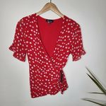 Lea & Viola Lea &‎ Viola Polka-Dot Wrap Blouse - Polka Dot - Red Multi Photo 11