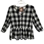 Matilda Jane  Good Hart Belmont Top Women’s Black & White Plaid Peplum Blouse￼ Photo 0