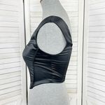 Olivaceous Satin Corset Top Black Medium Sleeveless Crop Photo 2