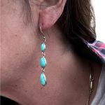 New Sterling Silver Turquoise Teardrop Cabochon Dangle Earrings Blue Photo 14