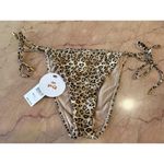 PQ Eve Tie Teeny Bikini Bottoms in Leopard Large New Womens Swimsuit Brown Photo 4