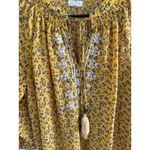 Ashley Mason Mason‎ & Belle Mustard Floral Embroidered Peasant Blouse Size M Photo 2