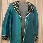 Bob Mackie  Teal Silk Decorative Blazer Photo 3