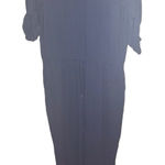 Lauren Ralph Lauren Womens Navy Button Front Long Sleeve Soft Jumpsuit Size 12 Blue Photo 0