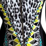 Bebe  Athletic Jacket Sz Med Geo Leopard Print Warm Up Photo 2