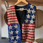 USA American Flag Sequins Vest Rodeo Small Stars & Stripes Blue Photo 0