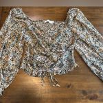 ASTR Floral Ruched Sweetheart Neck Top Photo 3