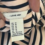 I Love H81  | Pink Black Striped Button Down High Low Blouse Sz M Photo 4