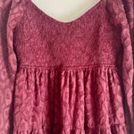 VICI  Long Sleeve Smocked Burgundy Lepoard Babydoll Dress Size Medium Photo 2