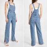 We Wore What NWT  Slouchy Slit Denim Overalls - Steel Photo 1