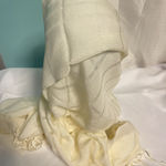 ivory, little stripped Linen Blend scarf Oversized Photo 0