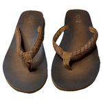 RDVOL Braided Brown Sandal Casual PU Beach Flip Flops Size 9 Womens Photo 0
