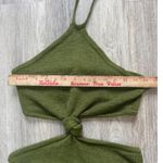 Cult Gaia Cameron Midi Knit Halter Olive Green Cut Out Bodycon Dress Size L Photo 3
