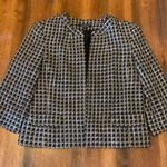 Evan Picone Evan-Picone Blazer 12 Black Gold White Tweed Lined Pockets Jacket Photo 0