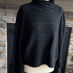 John + Jenn  Black Cowl Neck Sweater with Fringe Photo 0