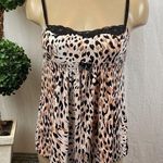 Betsey Johnson  Animal Print Black & Brown Sleeveless Camisole Tank Top M Photo 0