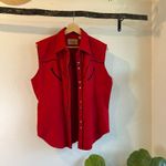 Scully Vintage Western Red Cotton Stitched Pearl Snap Button Shirt Size Medium Photo 11