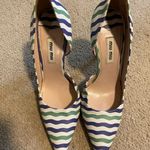 Miu Miu Authentic  striped D’Orsay heel pumps leather Photo 6