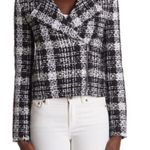 Alice + Olivia NWT Black and Off White Tweed Moto Jacket Photo 4